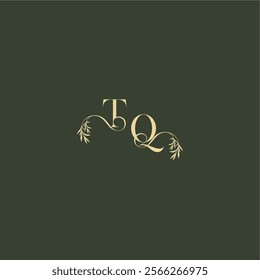 logo design concept luxury wedding monogram TQ organic leaf initial letter