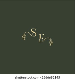 logo design concept luxury wedding monogram SF organic leaf initial letter