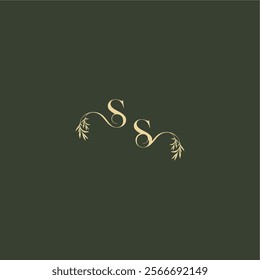 logo design concept luxury wedding monogram SS organic leaf initial letter