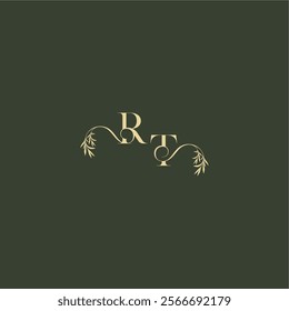 logo design concept luxury wedding monogram RT organic leaf initial letter