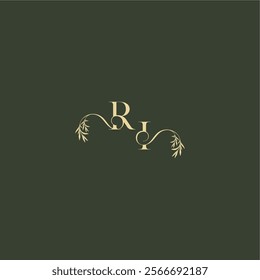 logo design concept luxury wedding monogram RI organic leaf initial letter