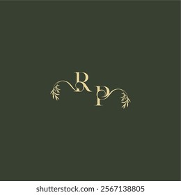 logo design concept luxury wedding monogram RP organic leaf initial letter