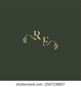 logo design concept luxury wedding monogram RF organic leaf initial letter