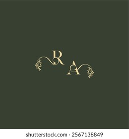 logo design concept luxury wedding monogram RA organic leaf initial letter