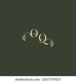 logo design concept luxury wedding monogram OQ organic leaf initial letter