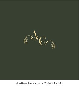logo design concept luxury wedding monogram AC organic leaf initial letter