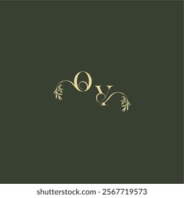 logo design concept luxury wedding monogram OY organic leaf initial letter