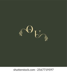 logo design concept luxury wedding monogram OU organic leaf initial letter