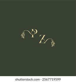 logo design concept luxury wedding monogram PZ organic leaf initial letter