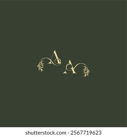 logo design concept luxury wedding monogram AA organic leaf initial letter