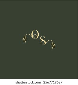 logo design concept luxury wedding monogram OS organic leaf initial letter