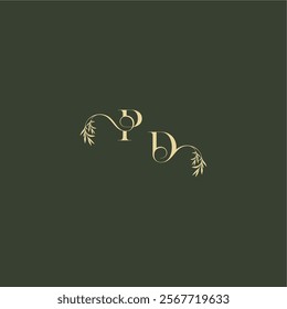 logo design concept luxury wedding monogram PD organic leaf initial letter