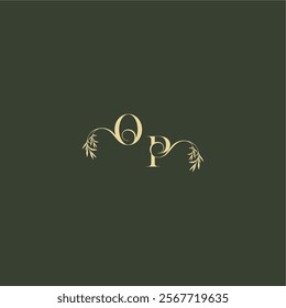 logo design concept luxury wedding monogram OP organic leaf initial letter