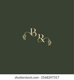 logo design concept luxury wedding monogram BR organic leaf initial letter