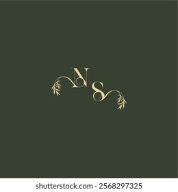 logo design concept luxury wedding monogram NS organic leaf initial letter