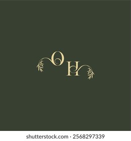 logo design concept luxury wedding monogram OH organic leaf initial letter