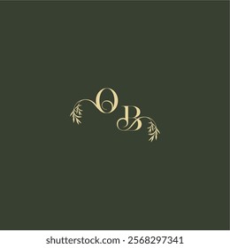logo design concept luxury wedding monogram OB organic leaf initial letter