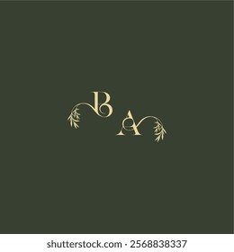 logo design concept luxury wedding monogram BA organic leaf initial letter