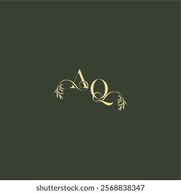 logo design concept luxury wedding monogram AQ organic leaf initial letter