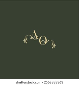 logo design concept luxury wedding monogram AO organic leaf initial letter