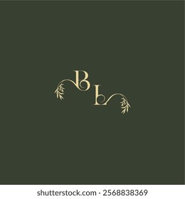 logo design concept luxury wedding monogram BL organic leaf initial letter