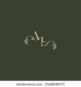 logo design concept luxury wedding monogram AL organic leaf initial letter