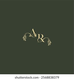 logo design concept luxury wedding monogram AR organic leaf initial letter