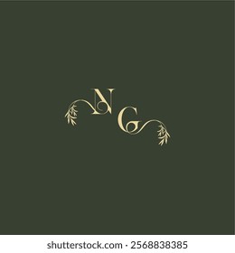 logo design concept luxury wedding monogram NG organic leaf initial letter