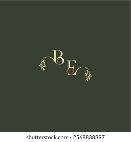 logo design concept luxury wedding monogram BE organic leaf initial letter