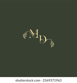 logo design concept luxury wedding monogram MD organic leaf initial letter