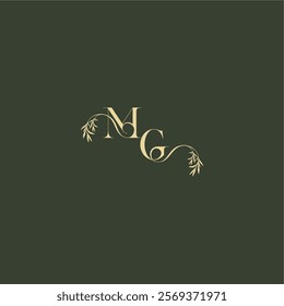 logo design concept luxury wedding monogram MG organic leaf initial letter