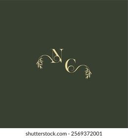 logo design concept luxury wedding monogram NC organic leaf initial letter