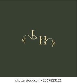 logo design concept luxury wedding monogram LH organic leaf initial letter