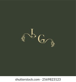 logo design concept luxury wedding monogram LG organic leaf initial letter