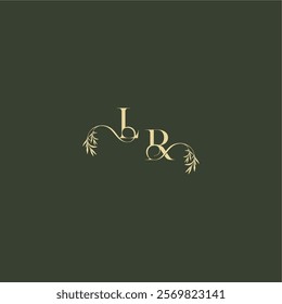 logo design concept luxury wedding monogram LR organic leaf initial letter