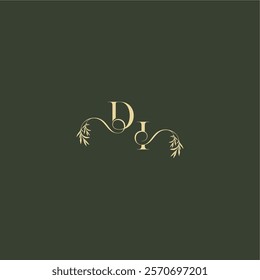 logo design concept luxury wedding monogram DI organic leaf initial letter