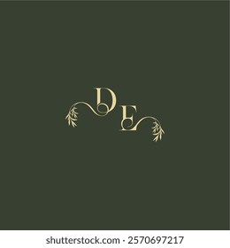 logo design concept luxury wedding monogram DE organic leaf initial letter