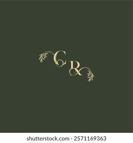 logo design concept luxury wedding monogram CR organic leaf initial letter