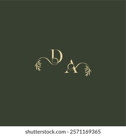 logo design concept luxury wedding monogram DA organic leaf initial letter