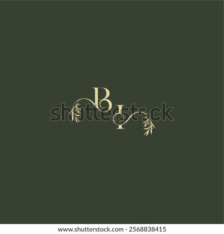 logo design concept luxury wedding monogram BI organic leaf initial letter