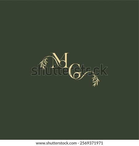 logo design concept luxury wedding monogram MG organic leaf initial letter