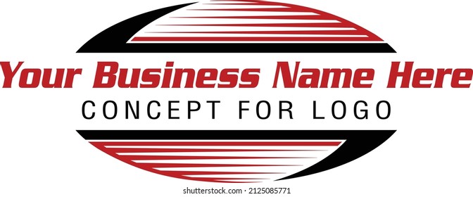 Logo design concept with modern sharp pointy scalloped oval design and lettering through center. Vector eps graphic.