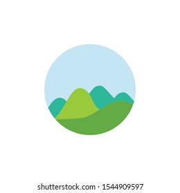 Logo Design Concept with Nature, Mountain View, Landscape. Vector Illustration