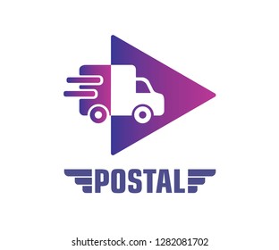 Logo Design Concept of a Postal/Courier Company. Here the Truck is shown as the main object like a delivery van 