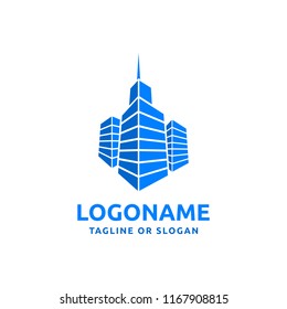 Logo design concept related to architect firm. Skyscraper building icon for property  or real estate company