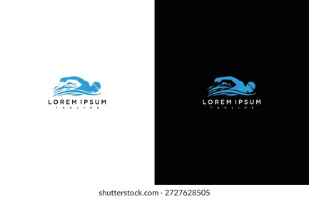 Concepto de diseño del logotipo con la onda estilizada y el marcador de posición del texto en fondos contrastantes