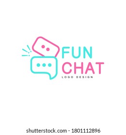 logo design with the concept of two conversation bubbles that resemble people laughing