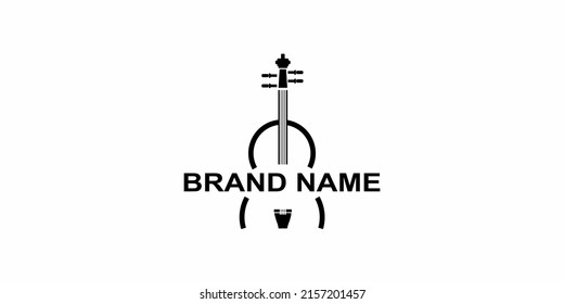 a logo design with the concept of a violin musical instrument with a black line color combination that is so simple, unique, cool, modern and elegant