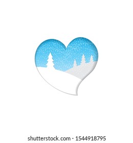 Logo Design Concept with Winter View and Heart Icon