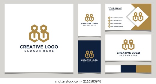 logo design connection template with business card design